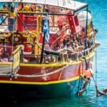Board this unique pirate boat for a memorable adventure. Sail from Hersonissos port to St George bay. Swim and snorkel in the crystal clear waters of Hersonissos bay.