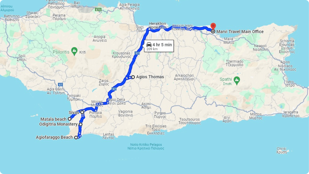 Agiofarango Gorge and Matala